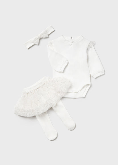 Jacquard polka dot dress set (SS24) 1820 white 2pcs