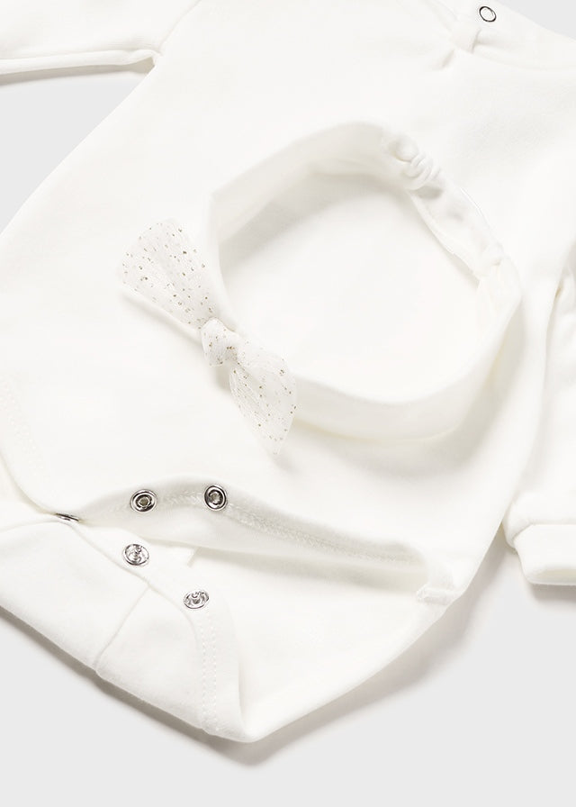 Jacquard polka dot dress set (SS24) 1820 white 2pcs