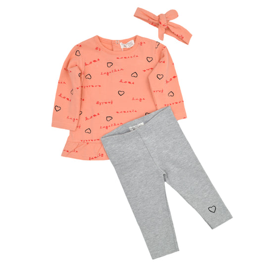 Dress shorts ribbon set 21837 pink-grey 3pcs