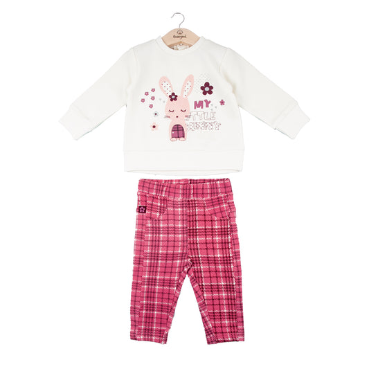 T-shirt and pants set 231004 white pink 2pcs