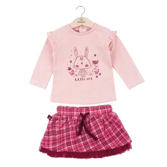 T-shirt and skirt set 231005 pink 2pcs