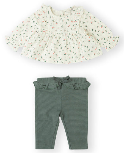 T-shirt pants set 23441520 ecru green 2pcs