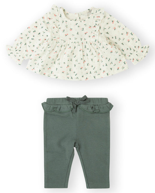 T-shirt pants set 23441520 ecru green 2pcs