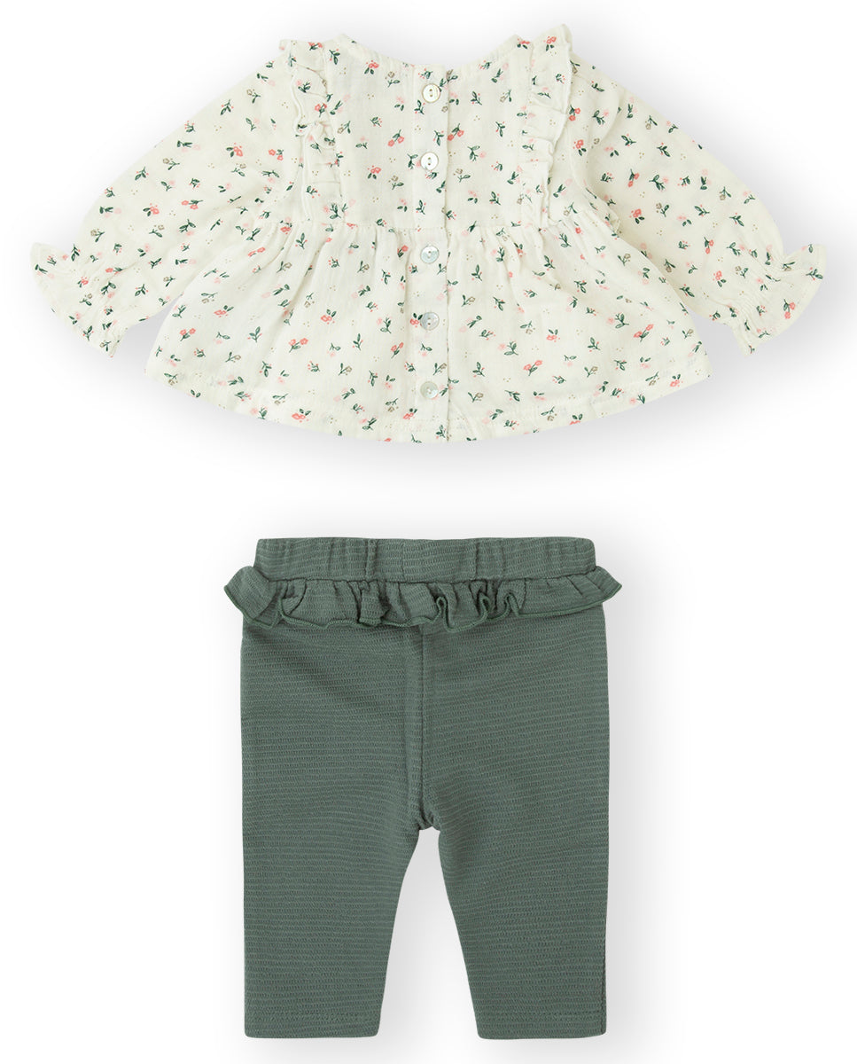 T-shirt pants set 23441520 ecru green 2pcs
