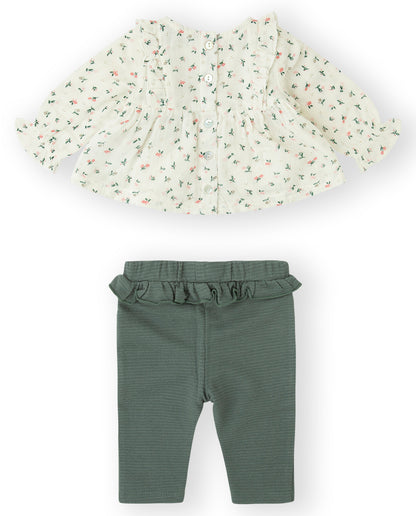 T-shirt pants set 23441520 ecru green 2pcs