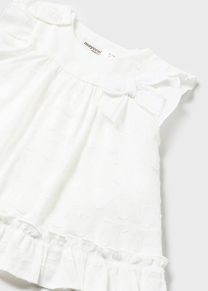 Jacquard polka dot dress set (SS24) 1820 white 2pcs