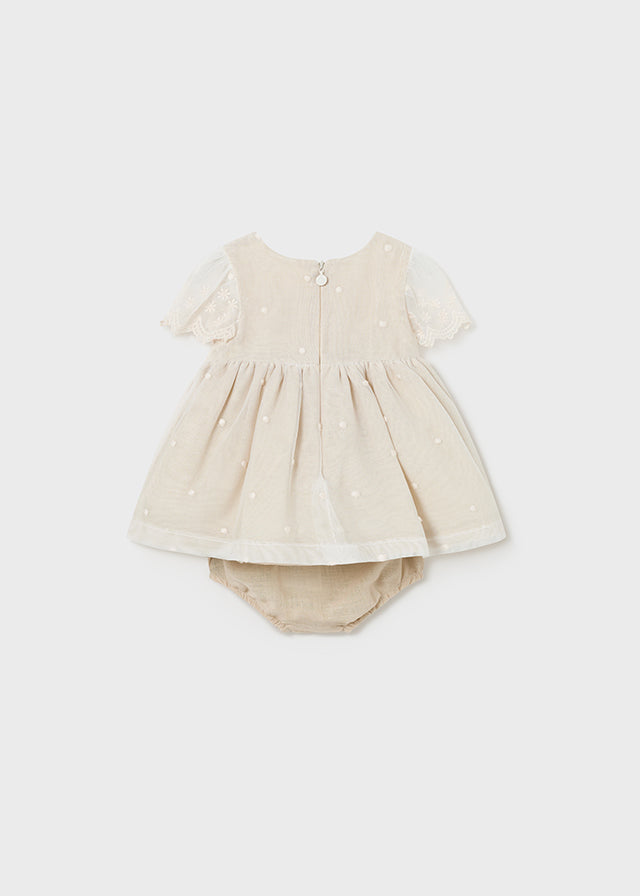 Tüllkleid bestickt Set (SS24) 1826 beige 2tlg