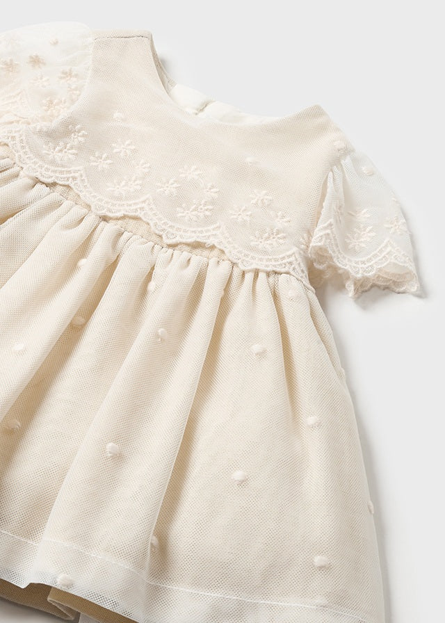 Tüllkleid bestickt Set (SS24) 1826 beige 2tlg