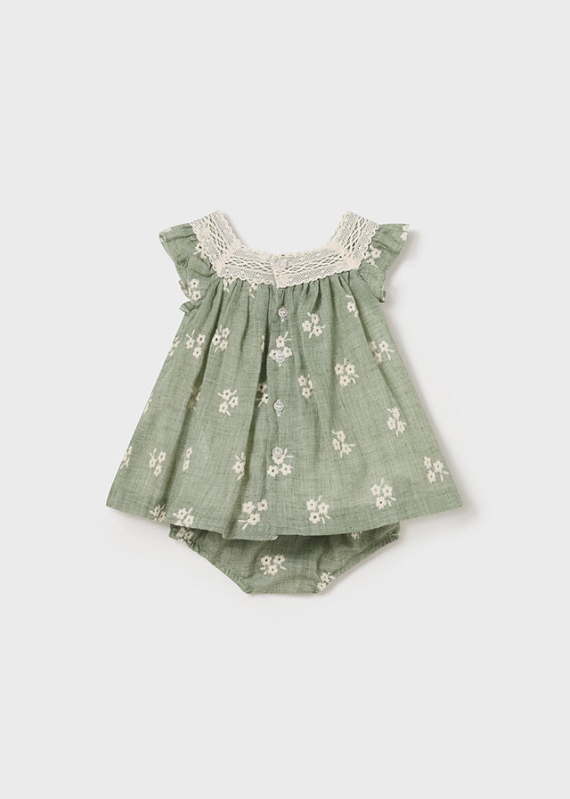 Dress embroidered set (SS24) 1827 green 2pcs