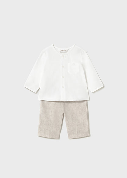 Long sleeve shirt with bow tie set (SS24) 1196 ivory 2pcs