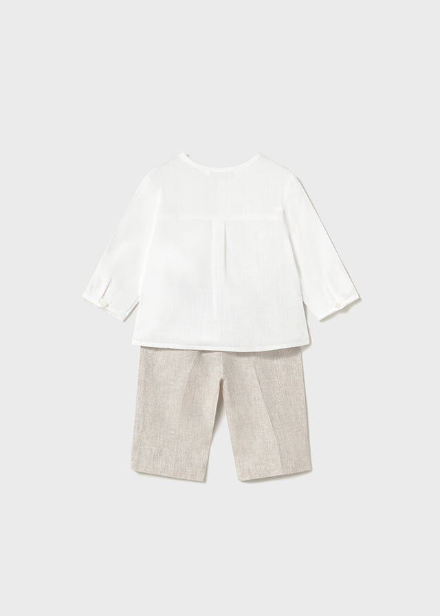 Long sleeve shirt with bow tie set (SS24) 1196 ivory 2pcs