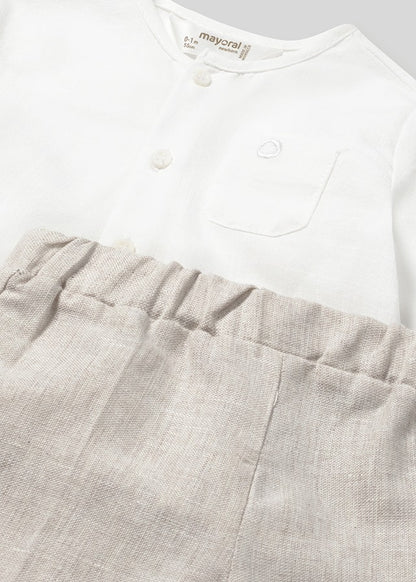 Long sleeve shirt with bow tie set (SS24) 1196 ivory 2pcs