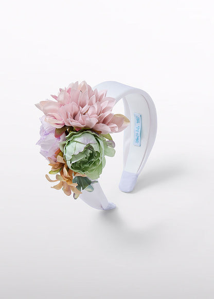 Hair clip flowers tulle embroidery 5415 white