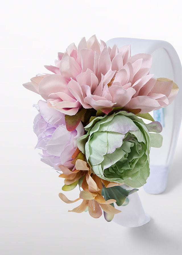 Hair clip flowers tulle embroidery 5415 white