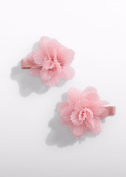 Hair clip flowers tulle embroidery 5415 white