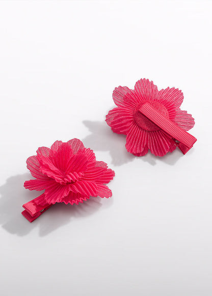 Hair clip flowers tulle embroidery 5415 white