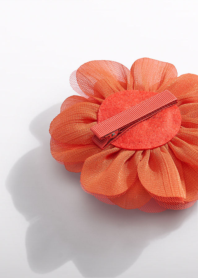 Hair clip flowers tulle embroidery 5415 white
