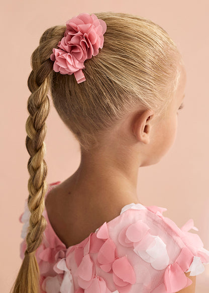 Hair clip flowers tulle embroidery 5415 white
