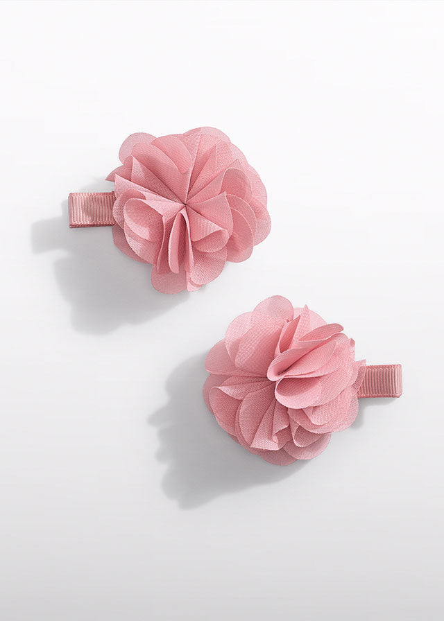 Hair clip flowers tulle embroidery 5415 white