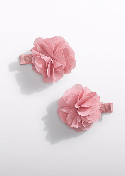 Hair clip flowers tulle embroidery 5415 white
