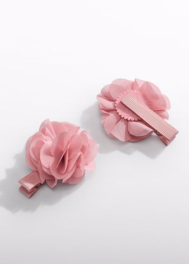 Hair clip flowers tulle embroidery 5415 white