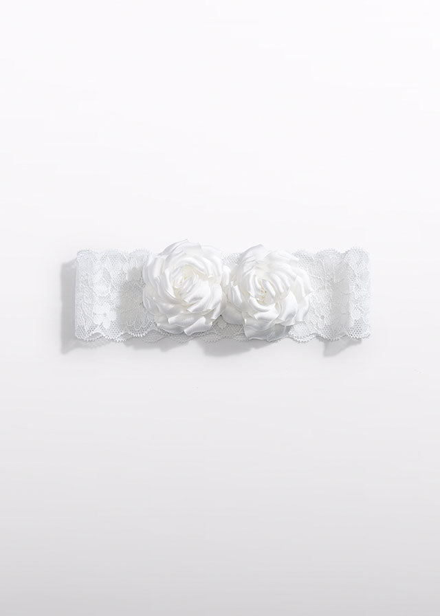 Hair clip flowers tulle embroidery 5415 white