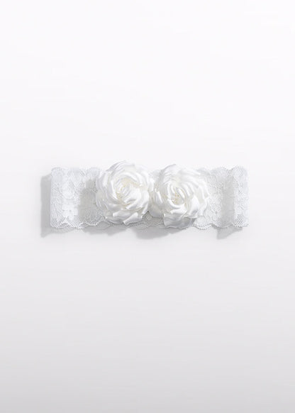 Hair clip flowers tulle embroidery 5415 white