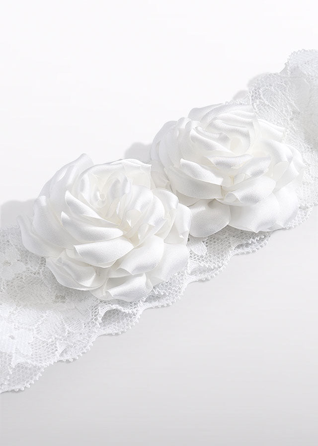 Hair clip flowers tulle embroidery 5415 white