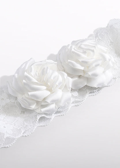 Hair clip flowers tulle embroidery 5415 white