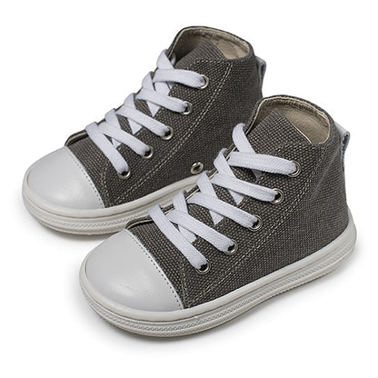 Babywalker Lace-up fabric booties BS3044 gray