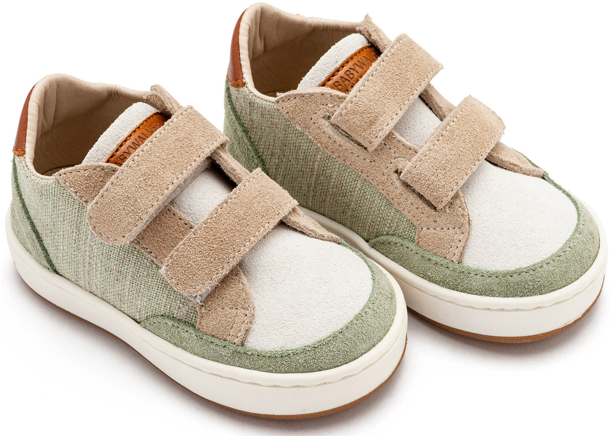 Babywalker Δίχρωμο Sneaker Διπλό Χρατς EXC5297  Μέντα Μπεζ Λευκό