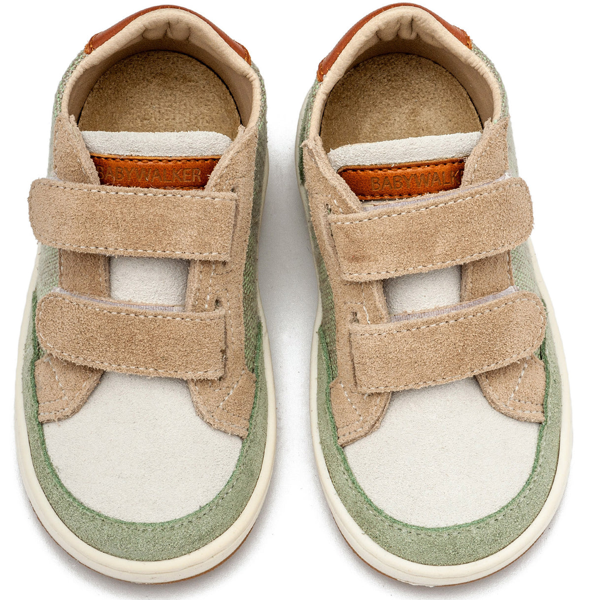 Babywalker Δίχρωμο Sneaker Διπλό Χρατς EXC5297  Μέντα Μπεζ Λευκό