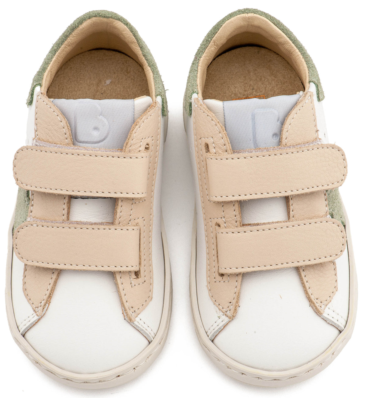 Babywalker Τρίχρωμο Sneaker Διπλό Χρατς EXC5316 Λευκό Εκρού Μέντα