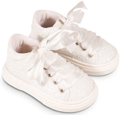 Babywalker Δετό Σνίκερ Γκλίτερ Ύφασμα EXC5856 Λευκό