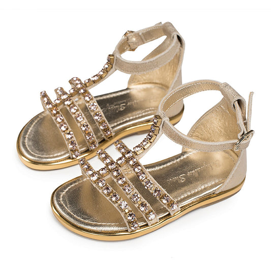 Lauflernsandale mit Swarovski-Kristallen LU6067 gold