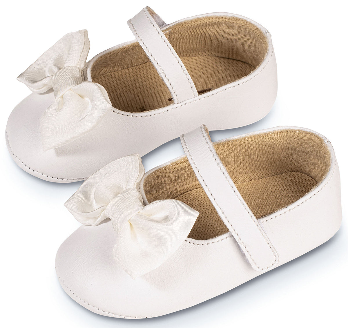 Babywalker Γοβάκι Μονή Μπαρέτα με Υφασμάτινο Χειροποίητο Φιογκάκι MI1646 Λευκό