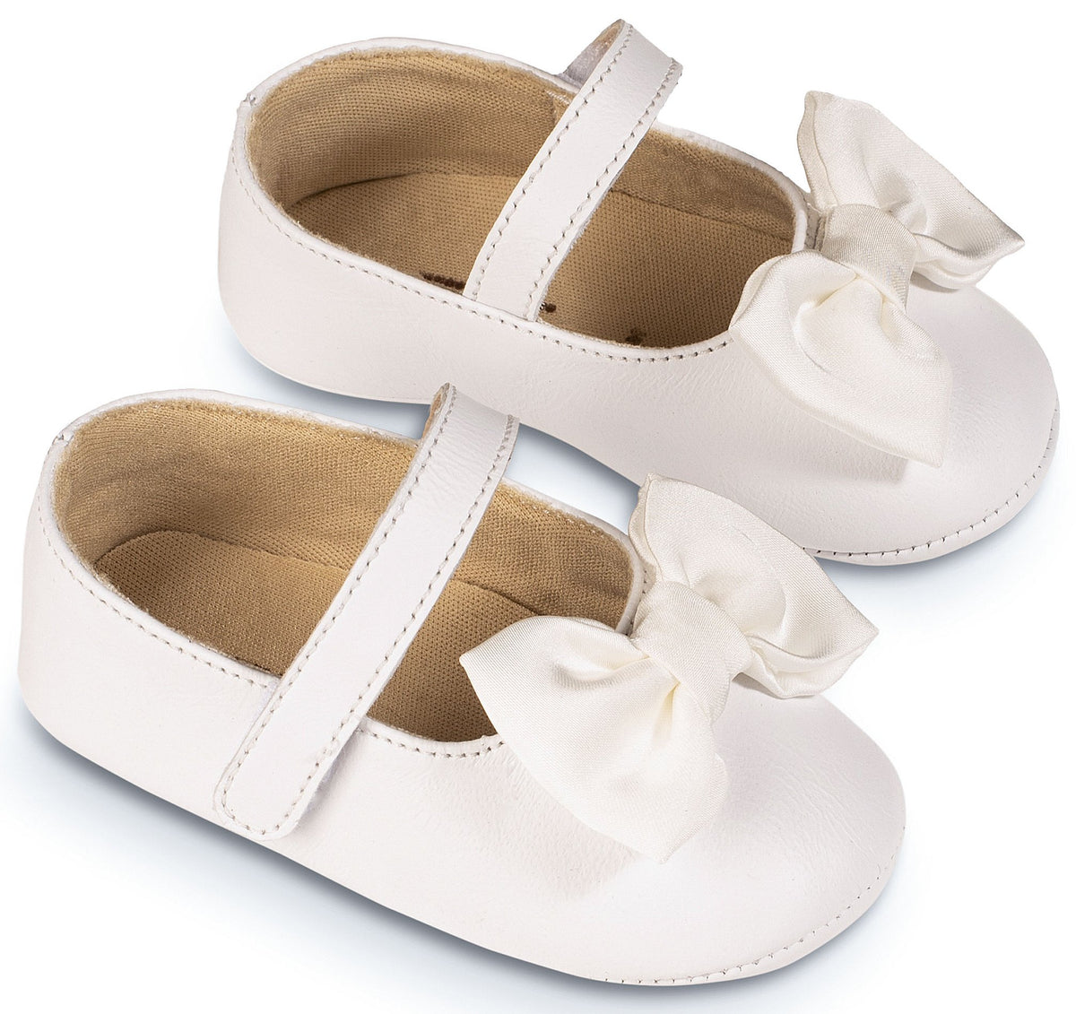 Babywalker Γοβάκι Μονή Μπαρέτα με Υφασμάτινο Χειροποίητο Φιογκάκι MI1646 Λευκό