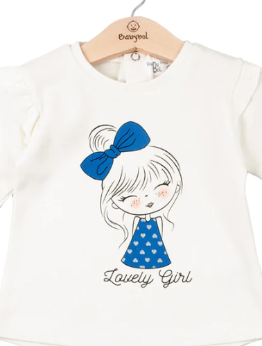 T-shirt dress set 231037 white blue 2pcs