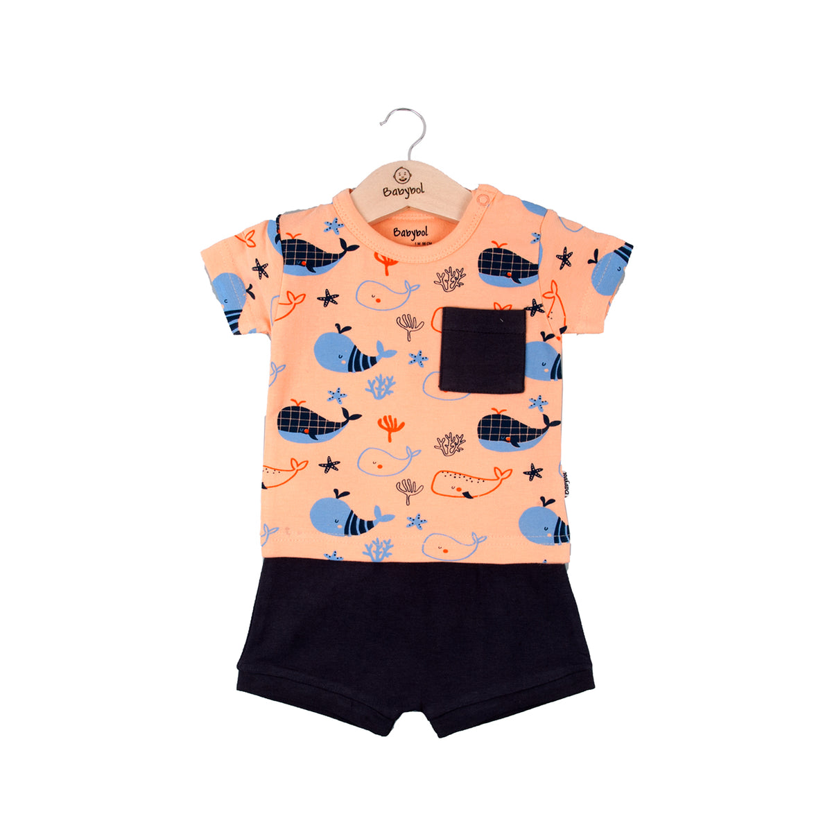 T-shirt and pants set 130181 salmon blue 2pcs