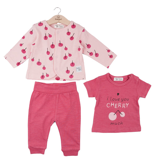 T-shirt pants jacket set 130847 pink 3pcs
