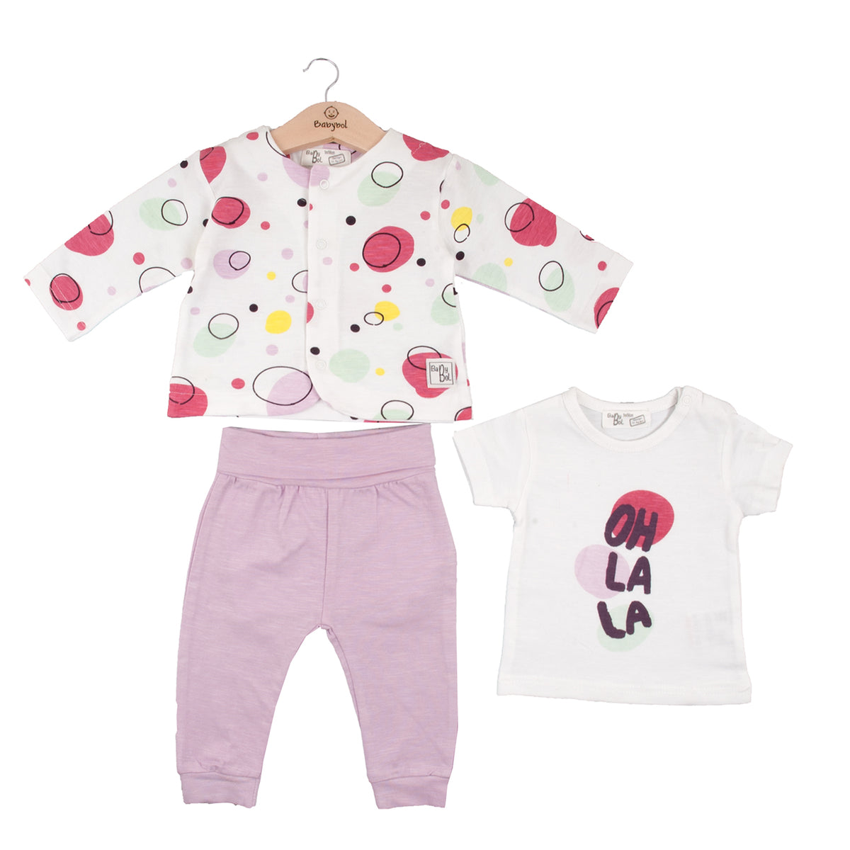 T-shirt pants jacket set 130848 white-purple 3pcs