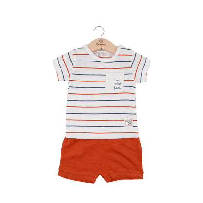 T-shirt and pants set 130899 white brown 2pcs