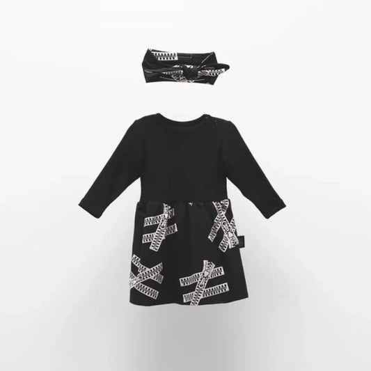 Φόρεμα με κορδέλα μαύρο 2τμχ