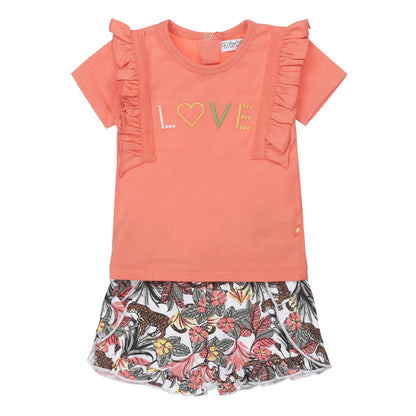 Mπλουζάκι παντελονάκι σετ T46479-35 κοραλί 2τμχ